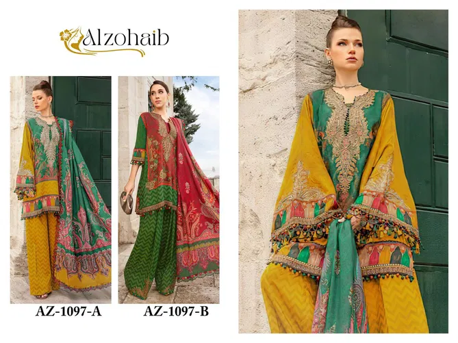 Alzohaib Az 1097 Embroidery Patch Cotton Pakistani Suits Wholesale Shop In Surat
